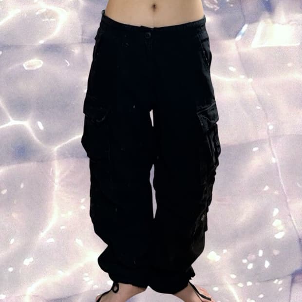 빈티지 블랙 카고 와이드 팬츠 30 