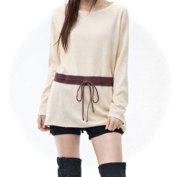 빈티지 모리걸 벨트 니트