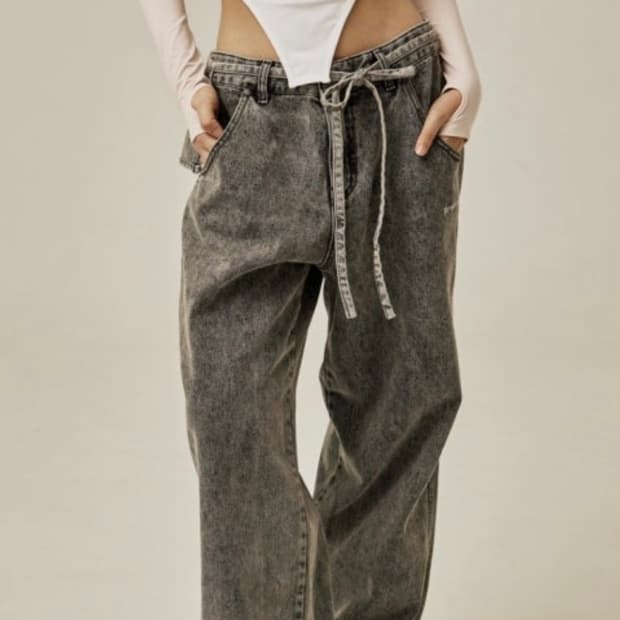 [단종| 쓰리타임즈 Ruffle baggy jeans]