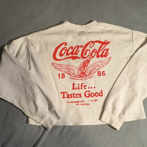 코카콜라 여성용 화이트 앤 크림 티셔츠