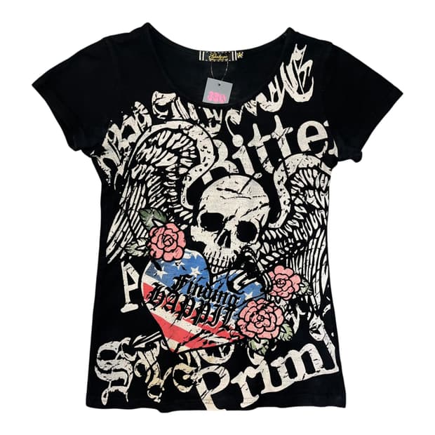 해골 십자 프린팅 반팔티 펑크y2k갸루