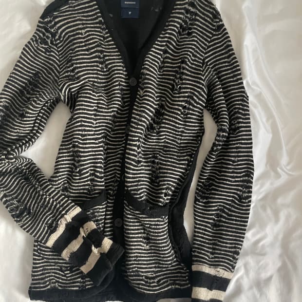 빈티지 mihara yasuhiro 데미지 스트라이프 가디건 니트