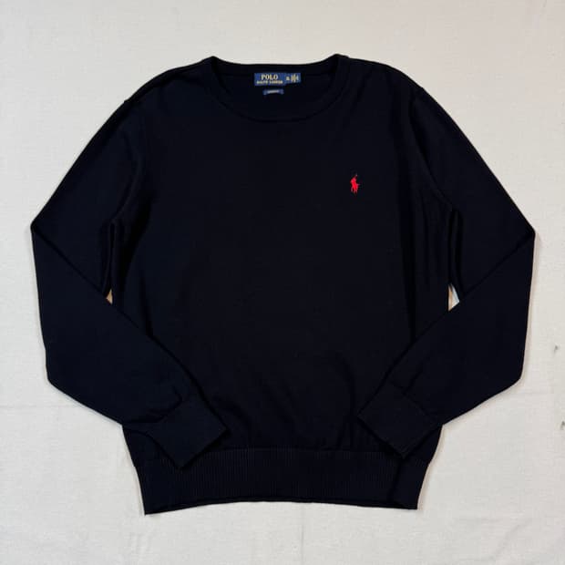 XL) 폴로 랄프로렌 라운드넥 코튼 니트 블랙
