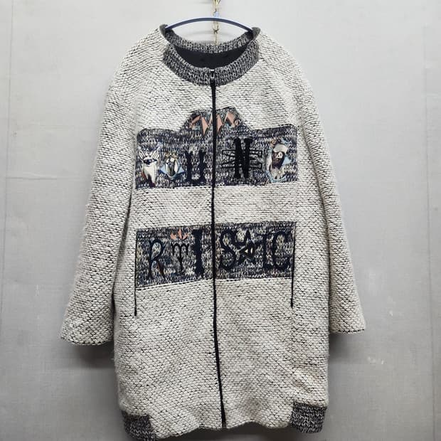 한섬 SJSJ 디테일 빈티지 니트 롱 자켓