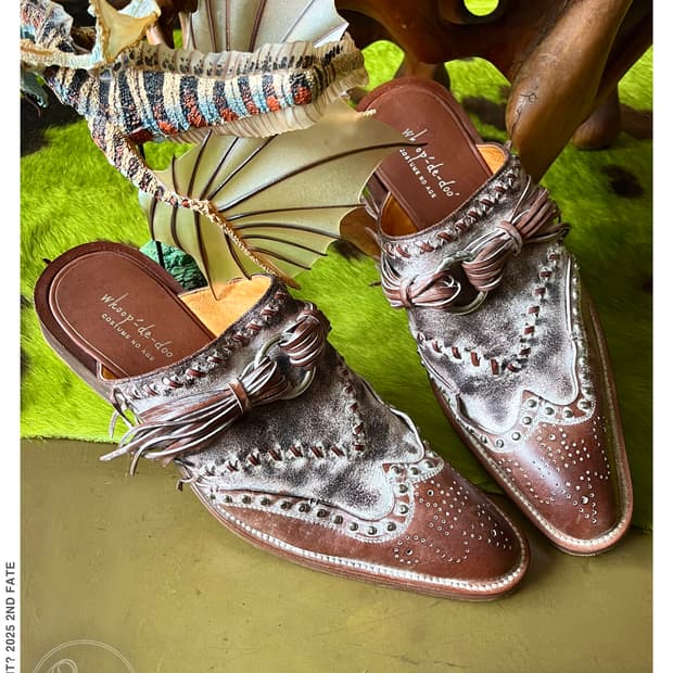 Whoop de doo Fringe Leather Mule Loafer