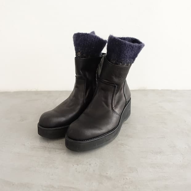 요지 야마모토 레이디스 가죽 니트라이너 부츠