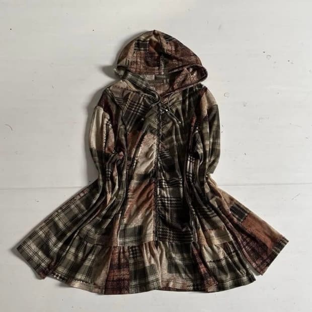 00's Japanese vintage 프릴 지퍼 페어리 그런지 모리걸