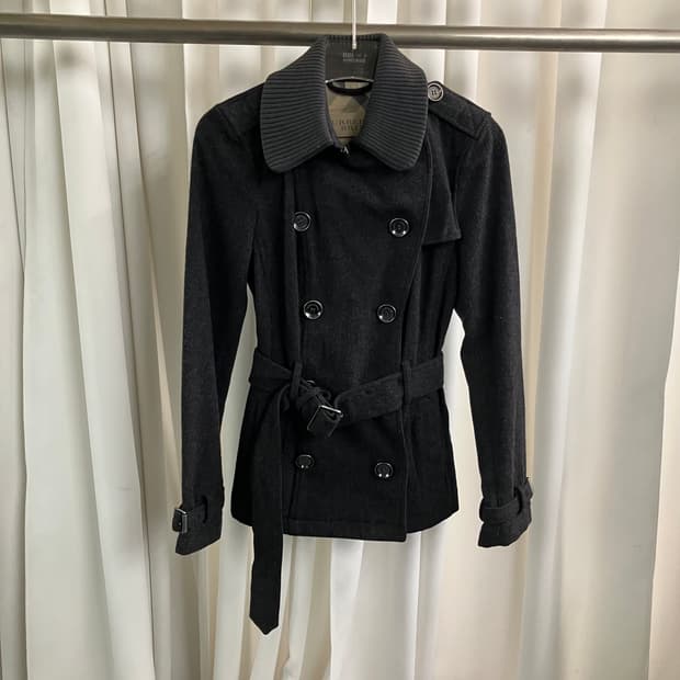 버버리 브릿 그레이 숄 카라 더블 브레스티드 울 트렌치 코트 36