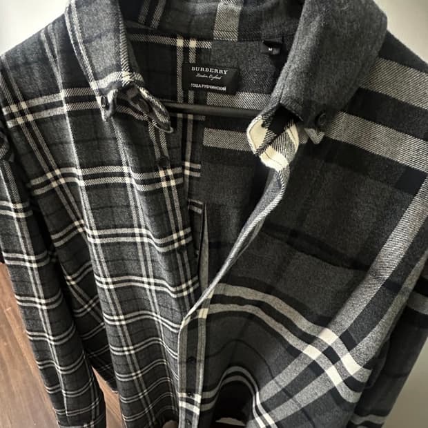 고샤 버버리 체크 셔츠 그레이m