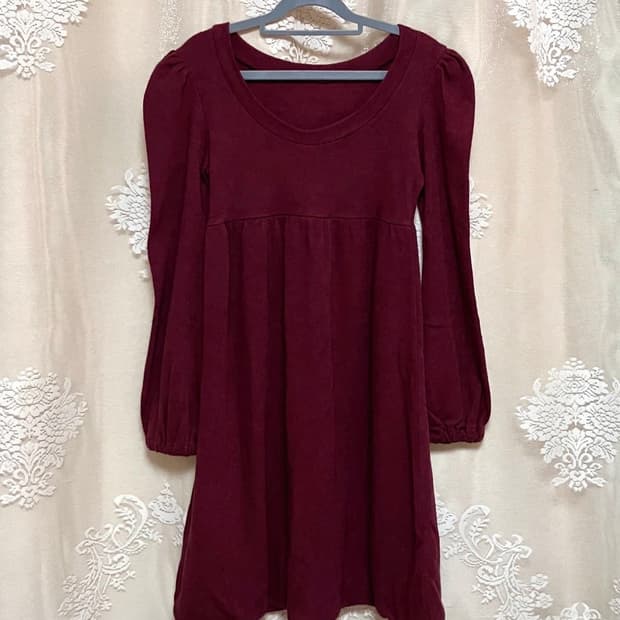 와인 벌룬 미니 원피스