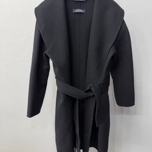 정품) 막스마라 블랙 벨티드 코트 38