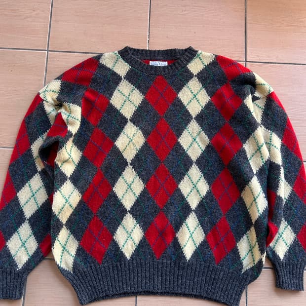 빈티지 아가일패턴 울니트