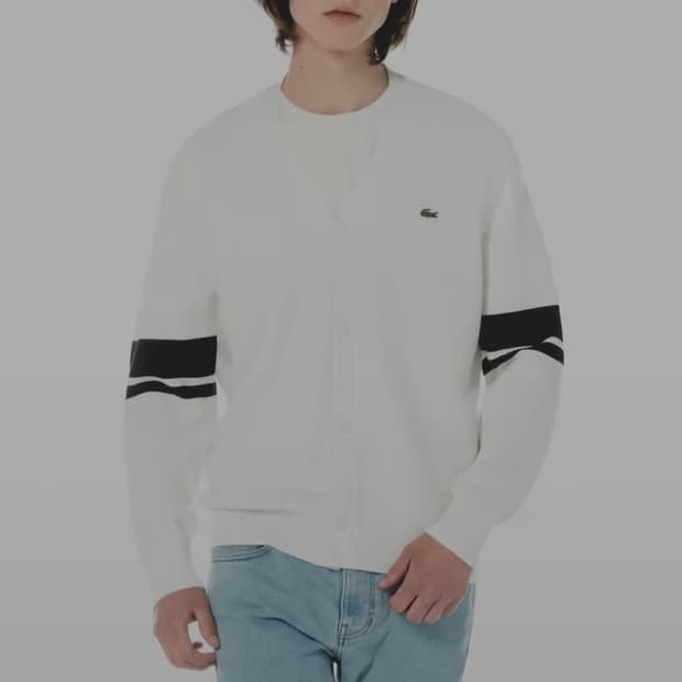 라코스테  소매스트라이  니트 간절기가디건(MTA