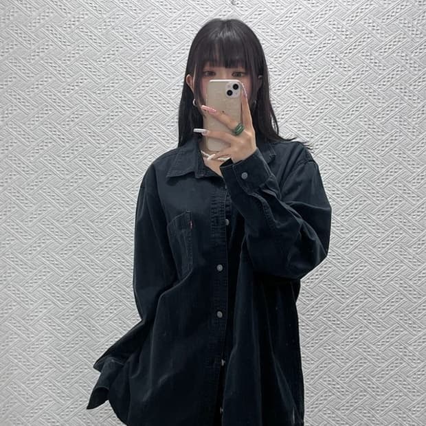 리바이스 캐주얼 웨스턴 빈티지 락시크 오버핏 흑청 셔츠 XL C13341