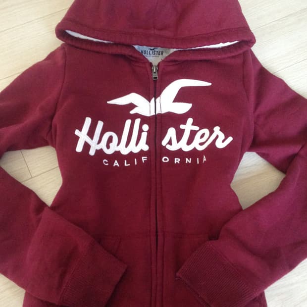 홀리스터 버건디 후드집업 xs
