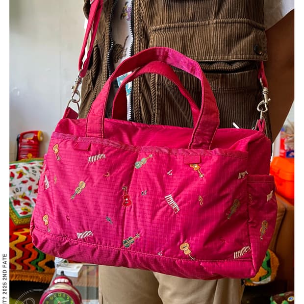 Jpn Vintage Music Embroidery 2-Way Bag