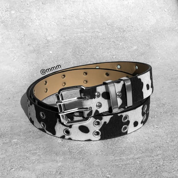 [Unisex] 카우헤어 더블 아일렛 송치 벨트