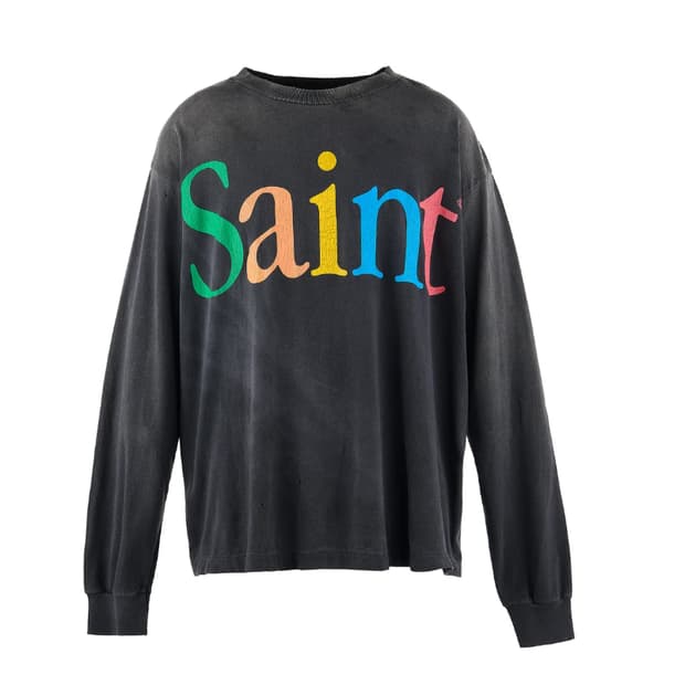 [새상품/XL] 세인트미카엘 레인보우 롱슬리브 로고 긴팔 티셔츠 블랙