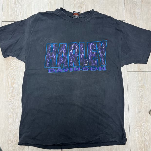 90s 할리데이비슨 라이트닝 티셔츠