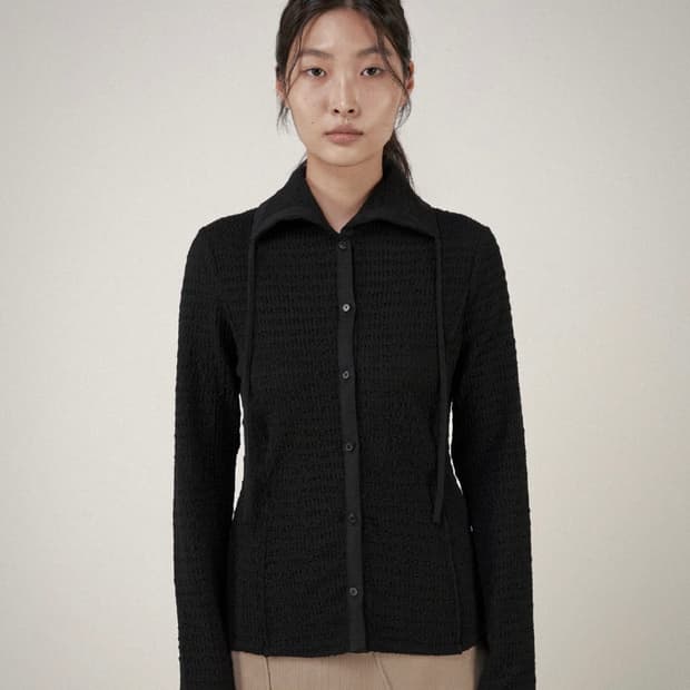 아우로 jersey collar shirt 블랙 져지 셔츠