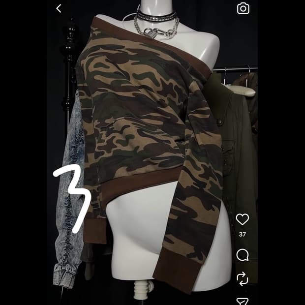 택포 카모 밀리터리 롱슬 롱슬리브 아케호무 큐빈 파우닝 갸루 와투케