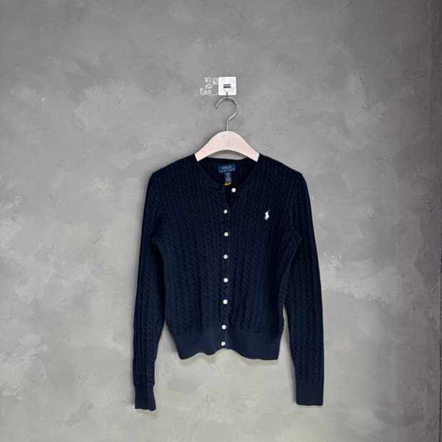 폴로 랄프로렌 꽈배기 니트 가디건 네이비