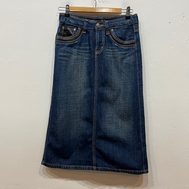 JPN 코듀로이 트리밍 데님 스커트