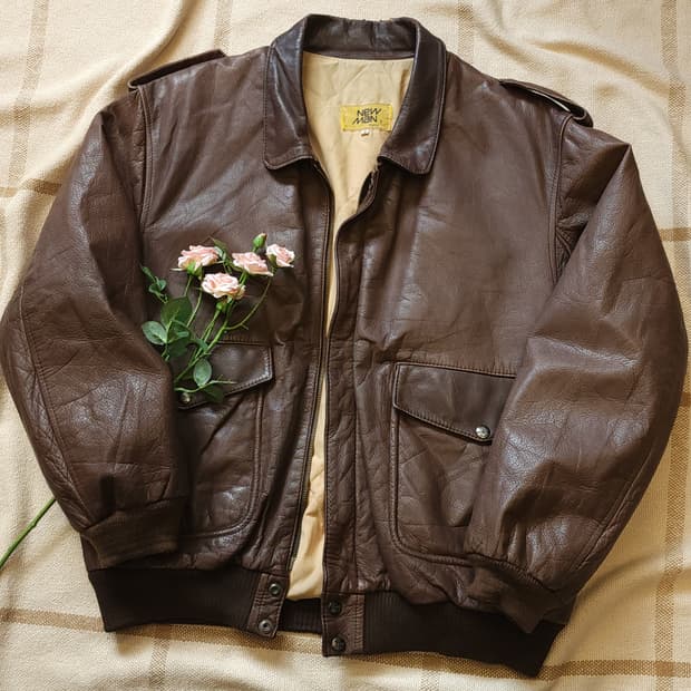 80s 빈티지 가죽자켓 a2 레더자켓 프렌치 레더 플라이트 자켓 M