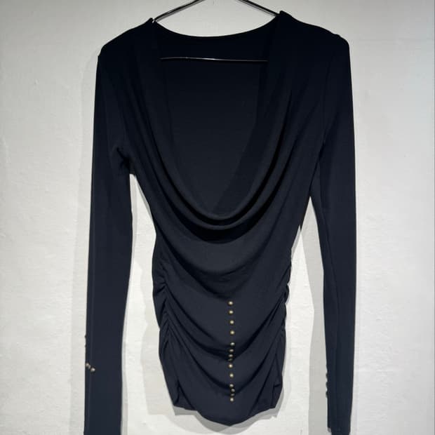 Studded black drape one pice 