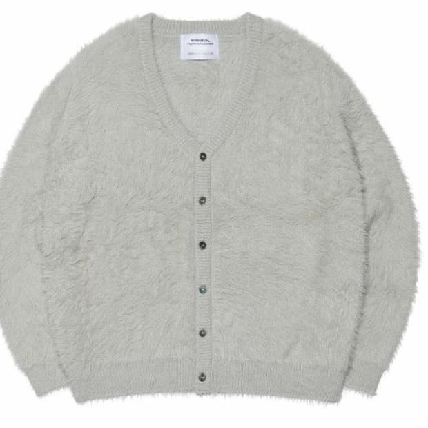 노매뉴얼 BULKY HAIRY CARDIGAN - LIGHT GRAY 