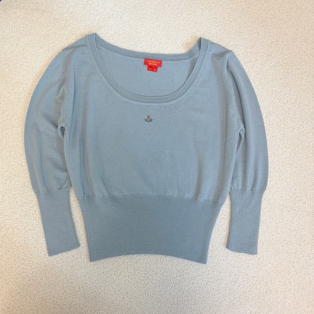 비비안웨스트우드 유넥 울 니트 스카이블루