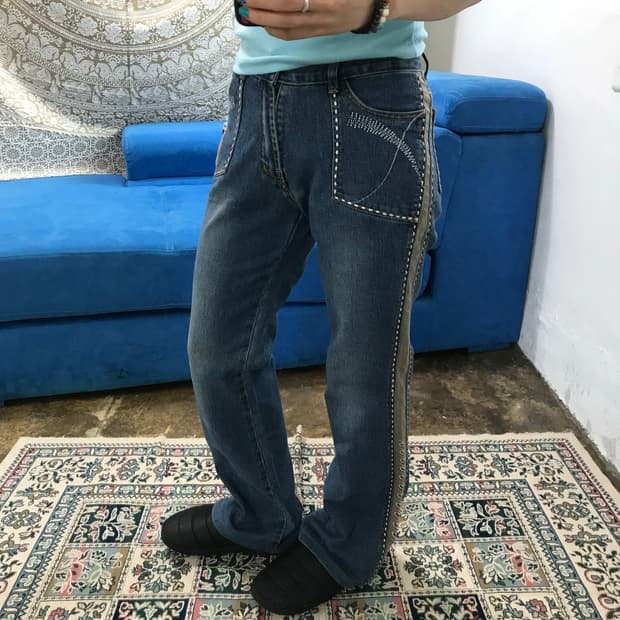 빈티지 스티치 디테일 데님팬츠 (Z1407)