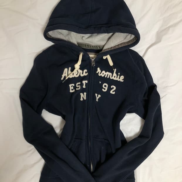 아베크롬비 y2k 딱붙핏 슬림 네이비 후드집업 후집