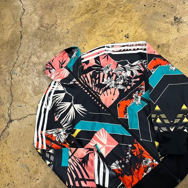 [정품/85] 아디다스 플라워 패턴 후드 져지 트랙탑 b18