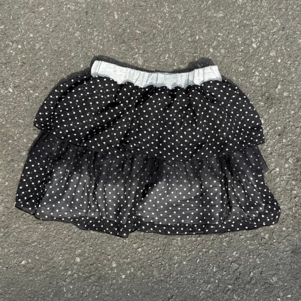 일본빈티지 도트 땡땡이 숏스커트 캉캉치마 리버시블 블랙 검정 그레이 회색