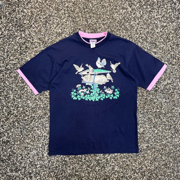 90s 그래니 코어 링거 티셔츠 made in USA (L)  