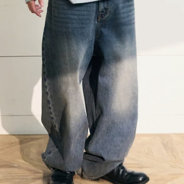 (48)이스트서비스샵 크리즈 워싱 데님 팬츠