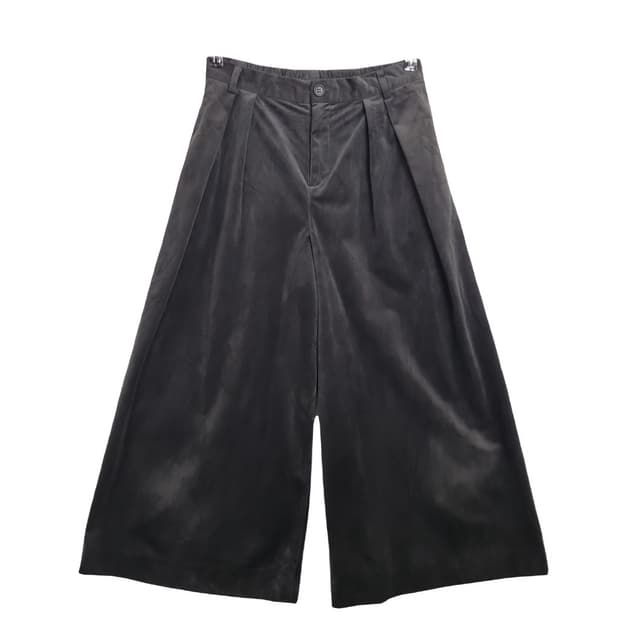 꼼사이즘 블랙 코듀로이 와이드 팬츠 