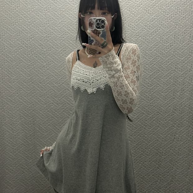 레이스 클린걸코어 빈티지 슬림핏 프린세스 슬리브리스 나시 K0546