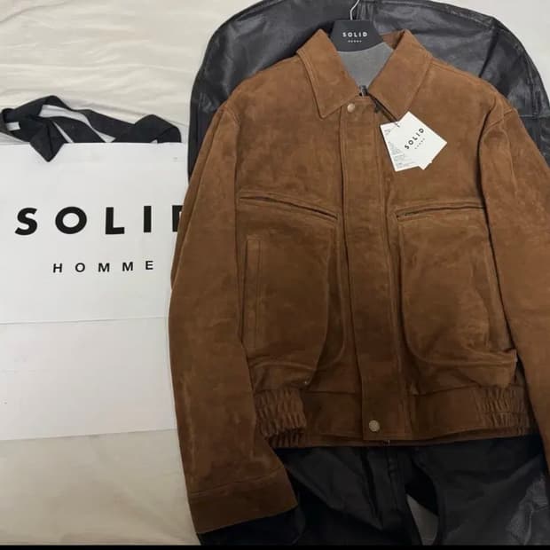 [25fw] 새상품 솔리드옴므 브라운 레더 스웨이드 트러커 자켓