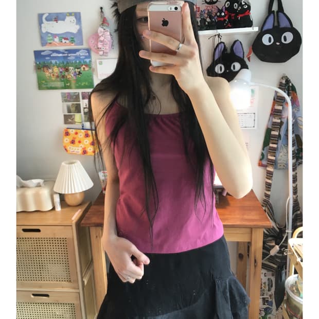 vintage halter neck sleeveless top pink