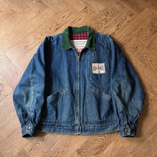 [L]Casey Jones by 랭글러 91-B 타입 체크라이닝 데님자켓