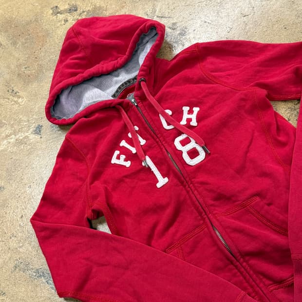 아베크롬비 레드 딱붙 후드집업