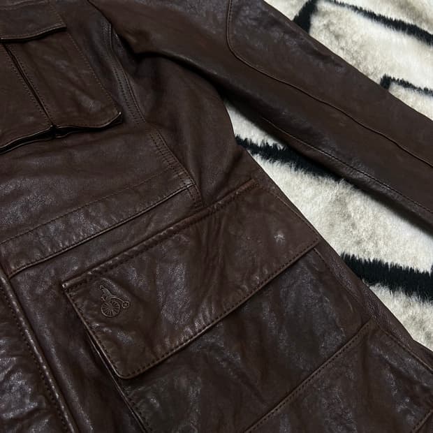 [XL]빈폴 멀티포켓 헌팅 양가죽 자켓/브라운