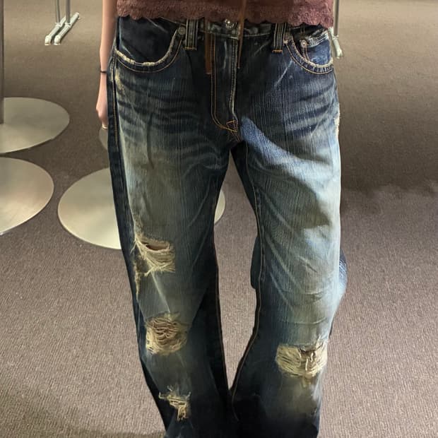 30)Blueway vintage 워싱 스트레이트 데님팬츠