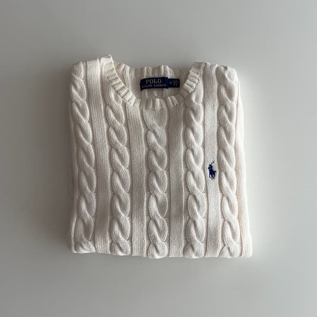 폴로 랄프로렌 아이보리 꽈배기 니트 M 