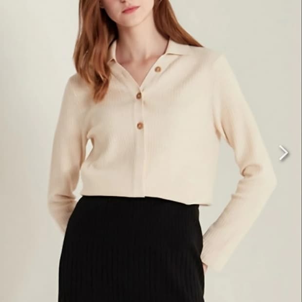 한섬 SJSJ 리브드 카라 니트 가디건 F사이즈