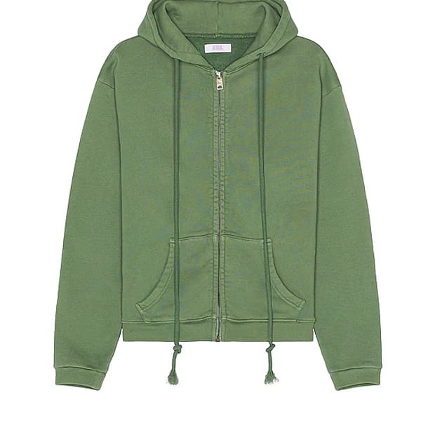 [L] ERL 크롭 후드집업 그린