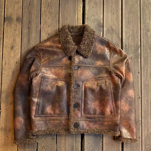 빈티지 브라운 무스탕 가죽 자켓
