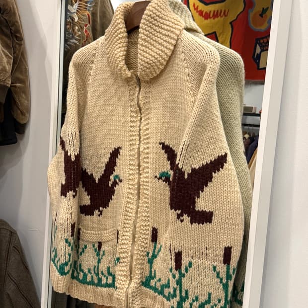 60s Vtg 빈티지 헤비울 Goose 코위찬 니트 집업